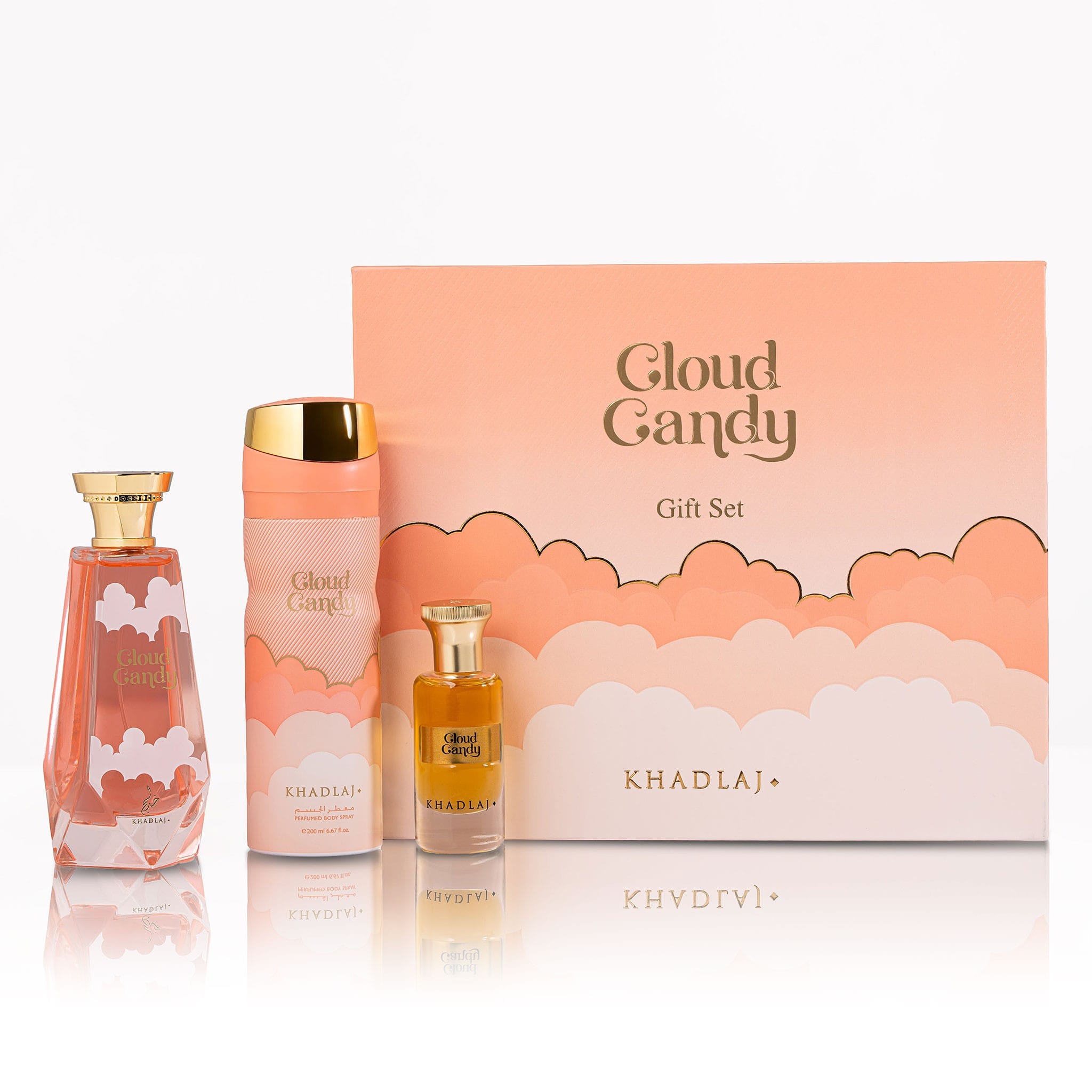 Cloud Candy Extrait de Parfum + Body spray + Concentrated Perfume Oil by Khadlaj - Women Perfume - Gift Set - 324 ml 310441