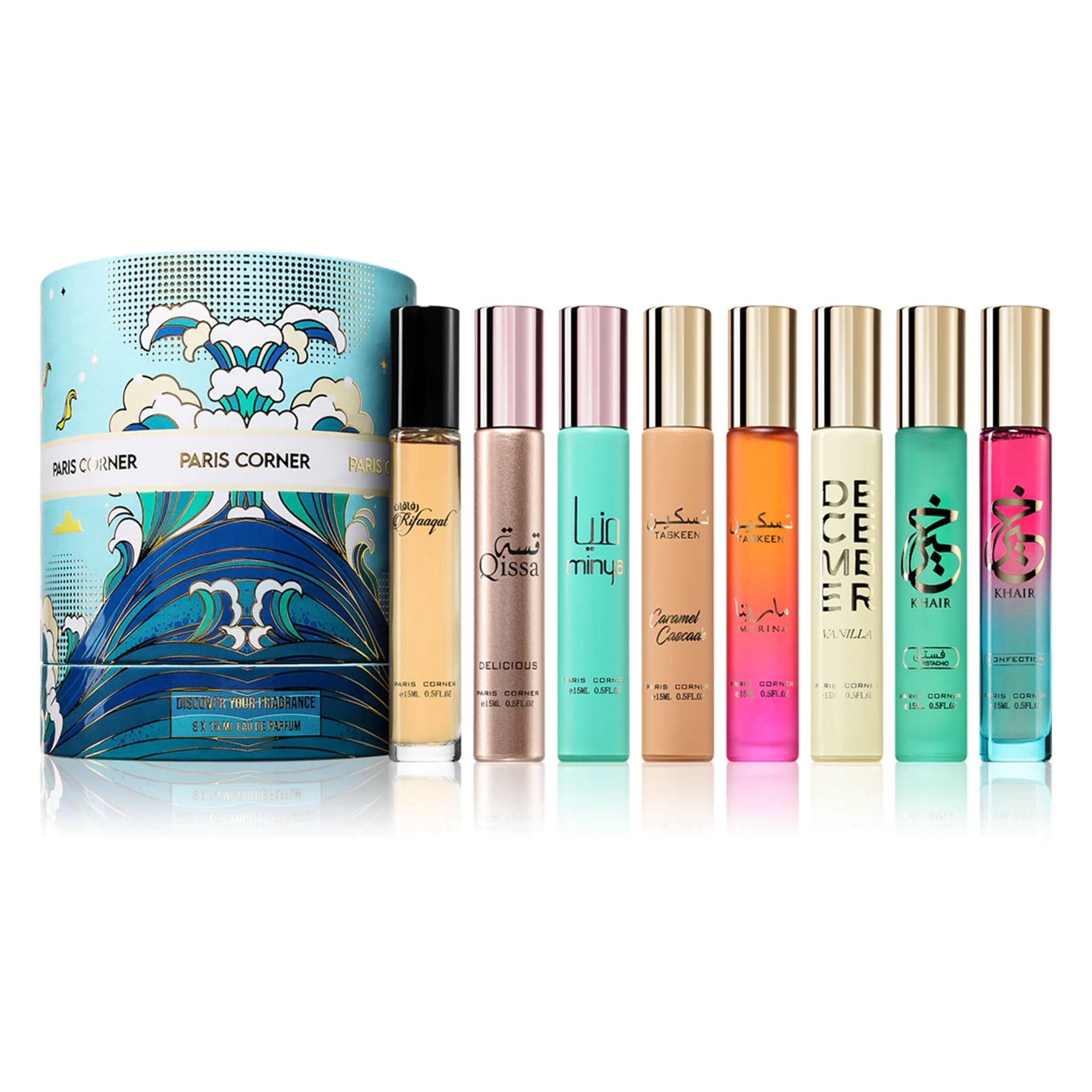 Discover Your Fragrance Eau de Parfum 8 x 15 ml by Paris Corner - Unisex Perfume - Gift Set - 120ml 310171