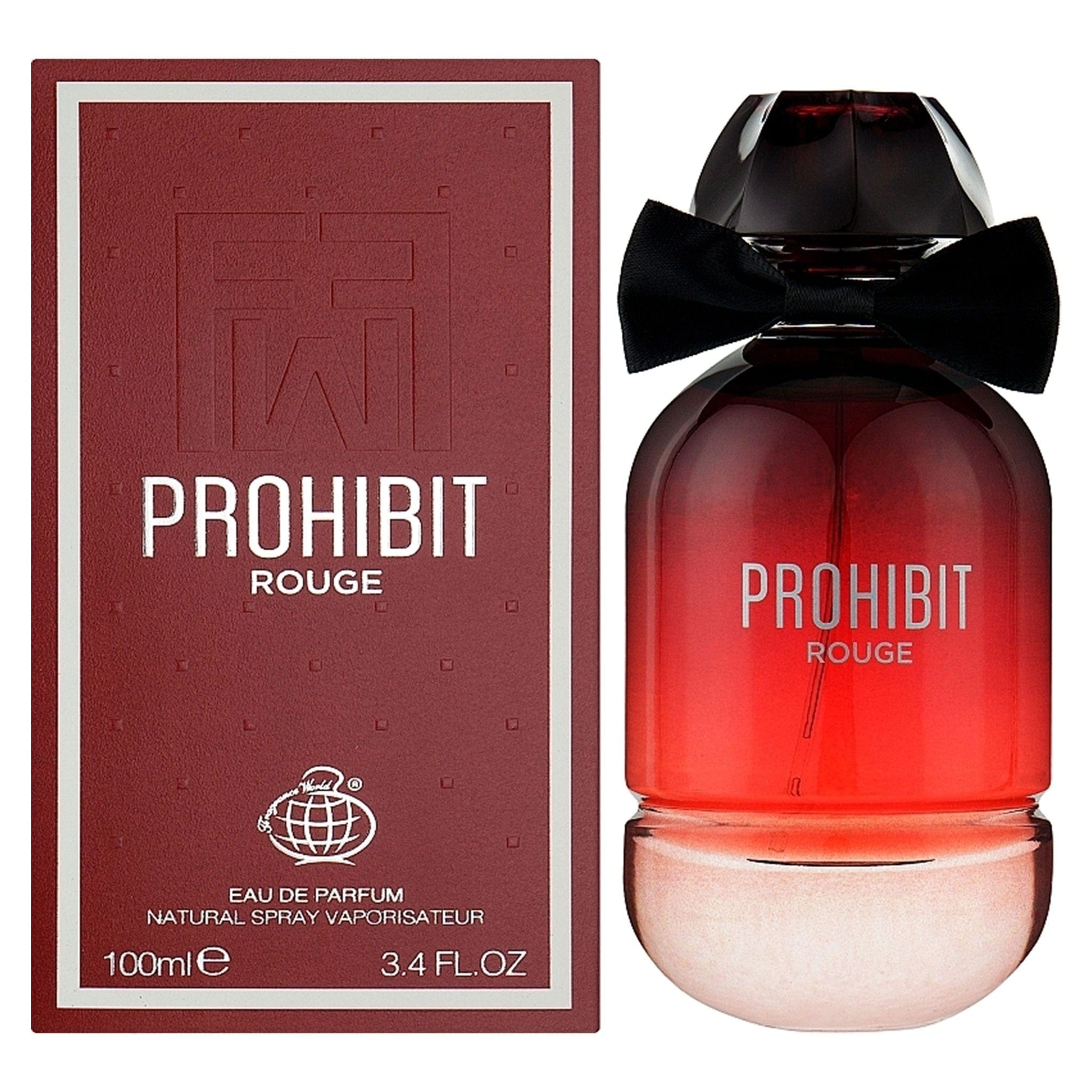Prohibit Rouge Eau de Parfum 100ml by Fragrance World - Women Perfume - EDP - 100ml 309559